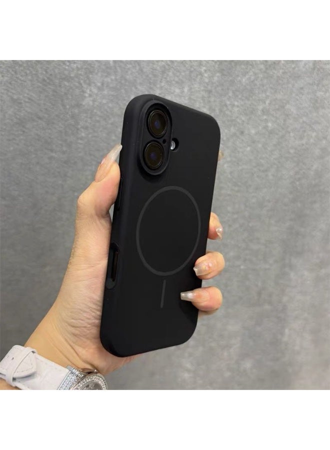 غطاء سيليكون متوافق مع جراب iPhone 17، جراب سيليكون سائل، غطاء حماية كامل للجسم، مقاوم للصدمات، جراب هاتف نحيف، بطانة من الألياف الدقيقة الناعمة المضادة للخدش - أسود